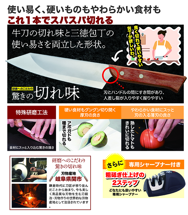 良く切れる使いやすい本格牛刀