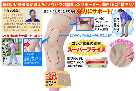 寒くなると心配な膝にはくだけで 安心できる膝サポーター（2枚）